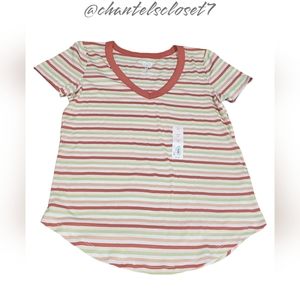 NWT!! SO Brand Striped T-Shirt - Pastel Colors - XS Size - V-Neck